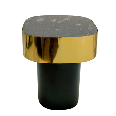 METAL SIDE TABLE W/ BLACK MARBLE, GOLD KD