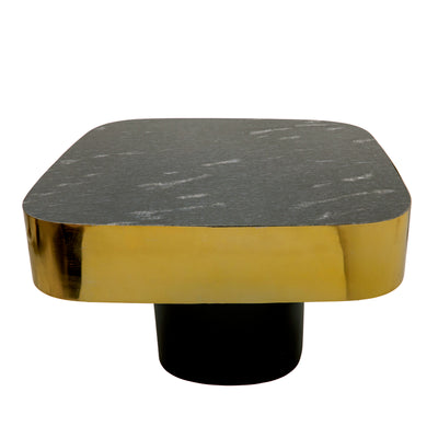 METAL COFFEE TABLE W/ BLACK MARBLE, GOLD