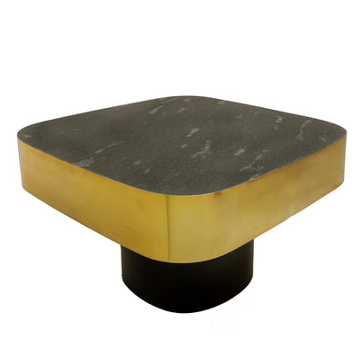 METAL COFFEE TABLE W/ BLACK MARBLE, GOLD