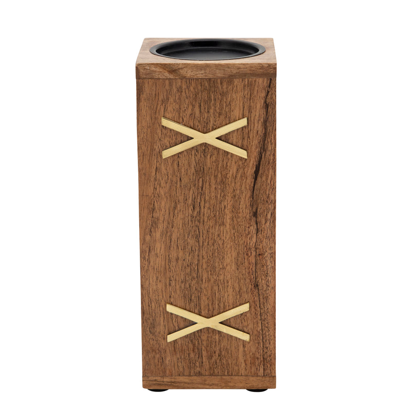 WOOD 10 PILLAR HOLDER, BROWN