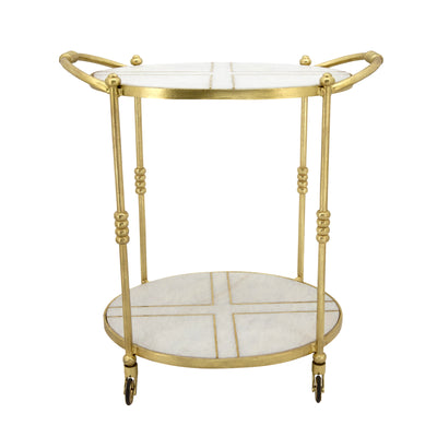 28 ROLLING OVAL BAR CART, GOLD