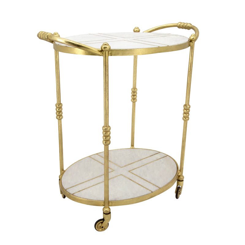 28 ROLLING OVAL BAR CART, GOLD