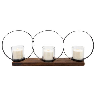 28 3-CANDLE HOLDERS, BROWN