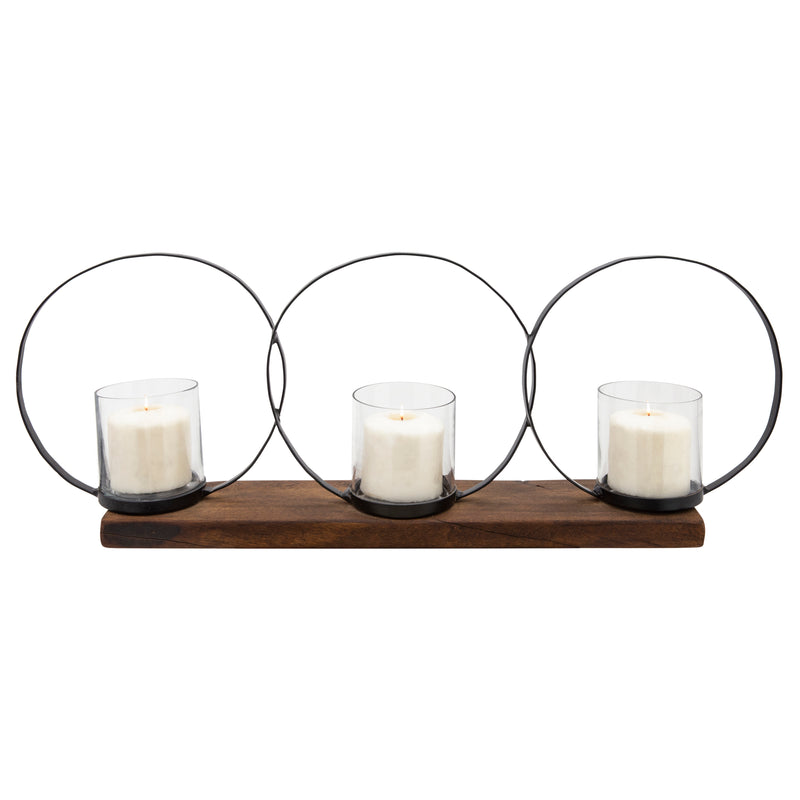 28 3-CANDLE HOLDERS, BROWN