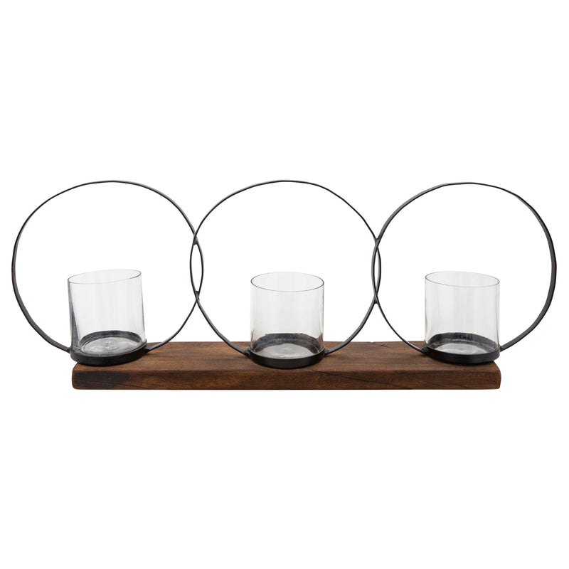 28 3-CANDLE HOLDERS, BROWN