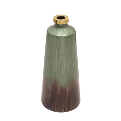 14 GLASS VASE W/ GOLD RING, CHESTNUT