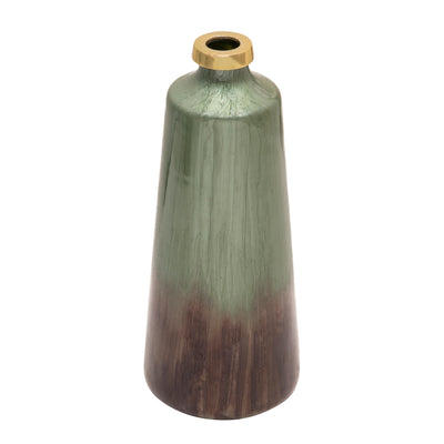 18 GLASS VASE W/ GOLD RING, CHESTNUT