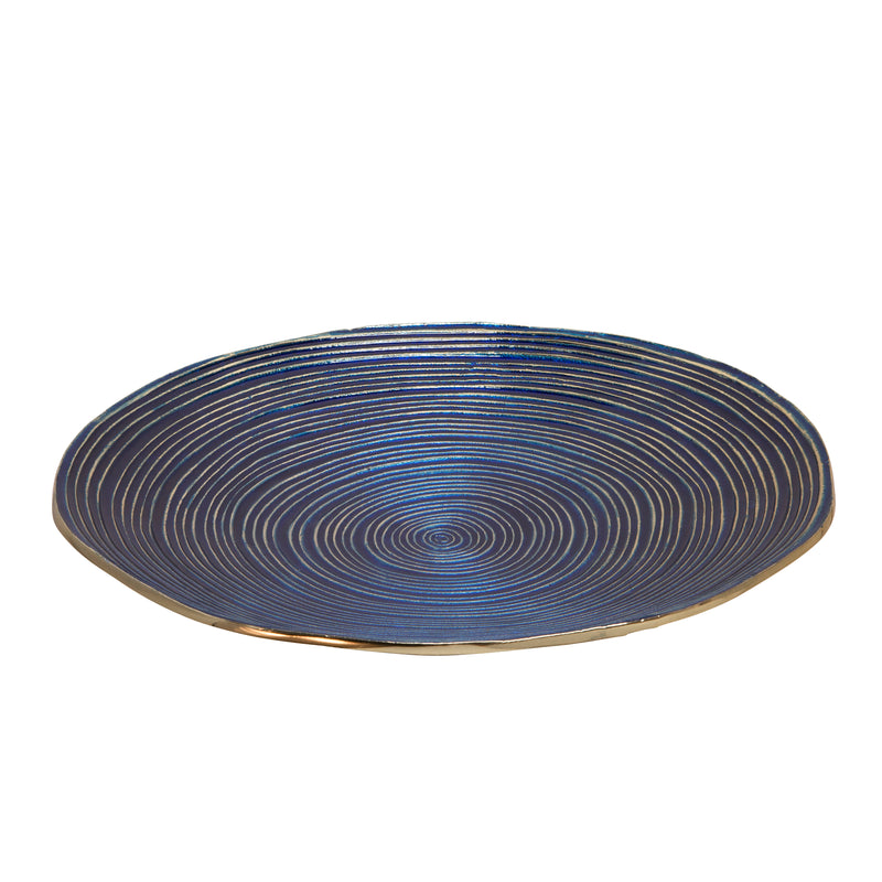 S/2 DECORATIVE METAL SWIRL TRAY, BLUE/MULTI