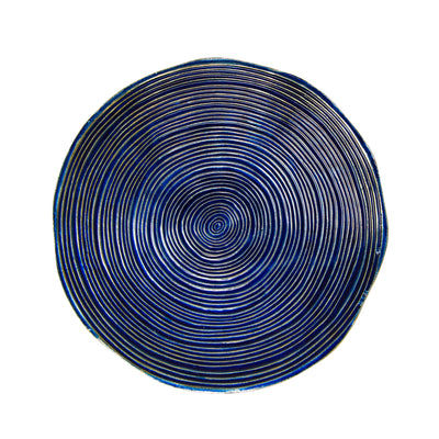 S/2 DECORATIVE METAL SWIRL TRAY, BLUE/MULTI