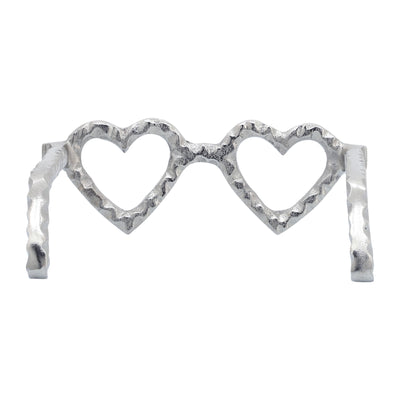 METAL HEART SHAPED GLASSES, SILVER