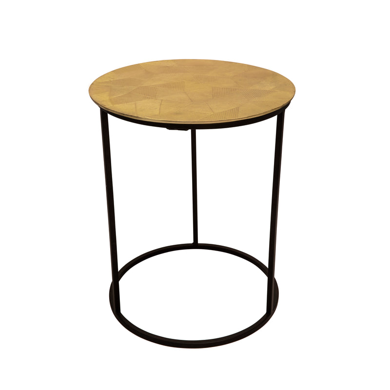 S/2 ROUND METAL SIDE TABLES, GOLD/BLACK