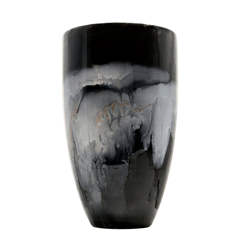 16H GLASS VASE, BLACK