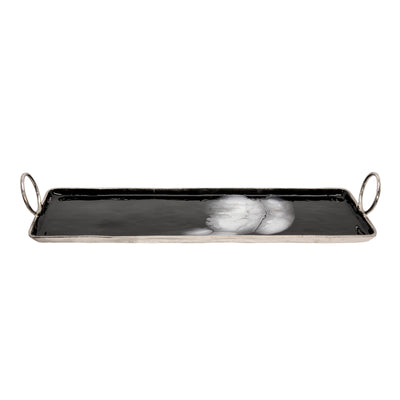 32X10 METAL TRAY W/ HANDLE, BLACK