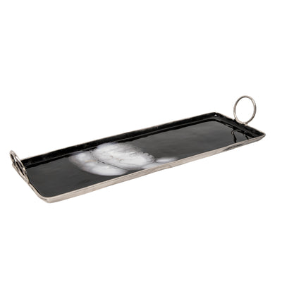 32X10 METAL TRAY W/ HANDLE, BLACK