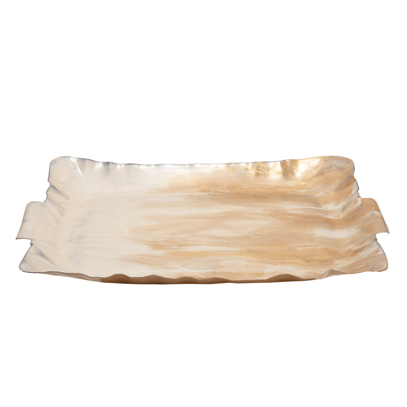 S/2 METAL TRAYS, CREAM