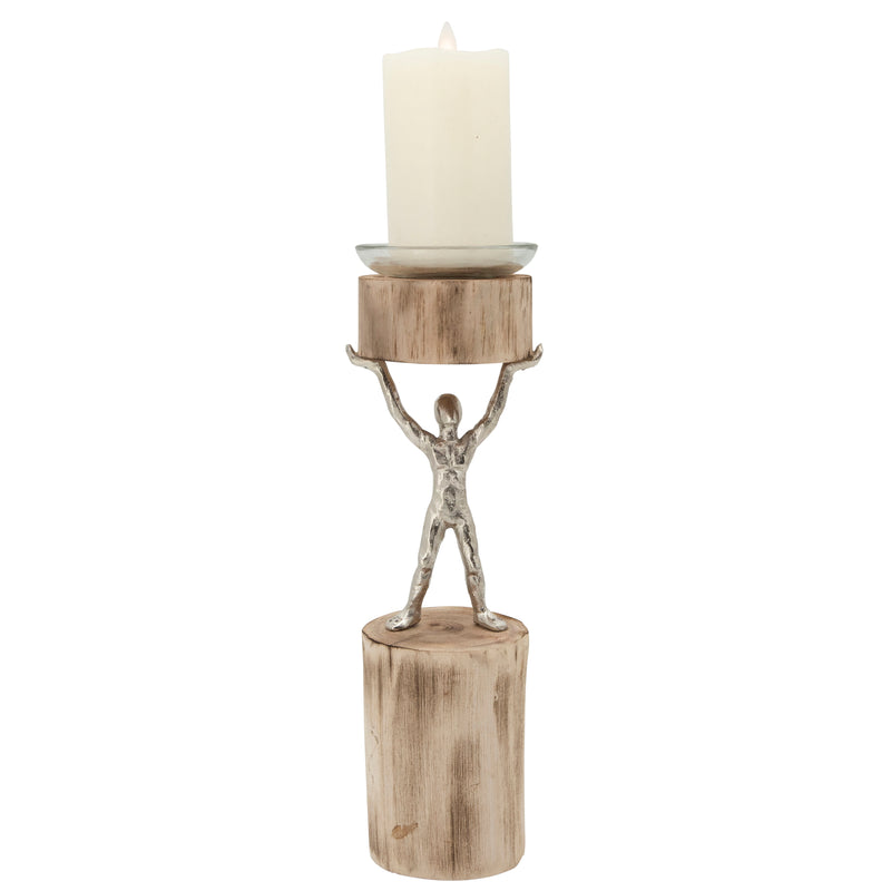 14H MAN CANDLE HOLDER, BROWN