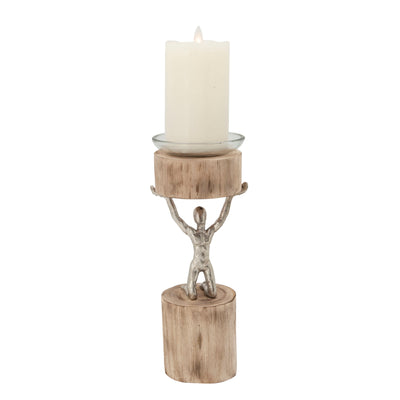 12H MAN CANDLE HOLDER, BROWN