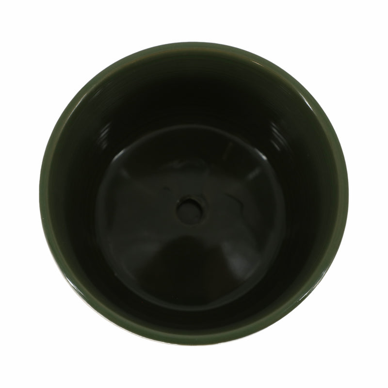 CER,  S/2  5/6 X-PLANTER W/ SAUCER,  OLIVE