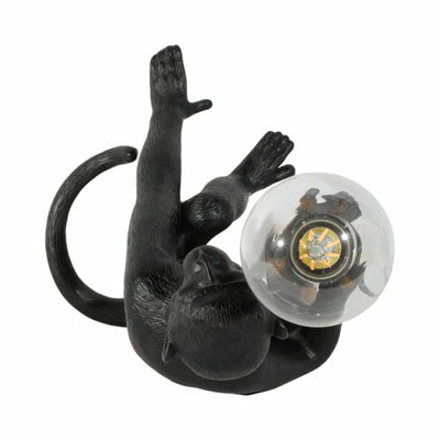 20 Monkey With Lightbulb Table Lamp, Black