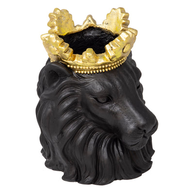 RESIN 9 LION W/ CROWN, BLACK