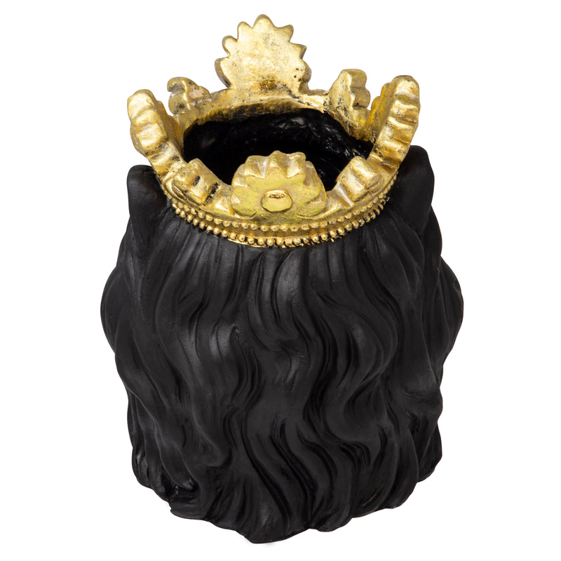 RESIN 9 LION W/ CROWN, BLACK