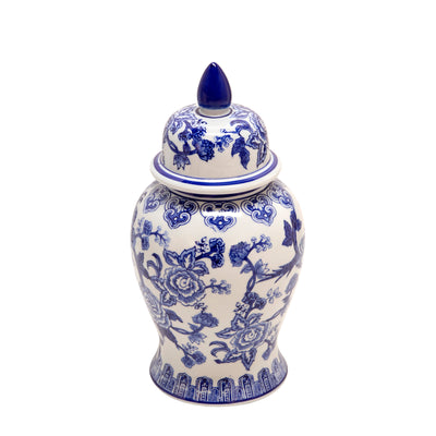 14 TEMPLE JAR BIRD/FLOWER, BLUE