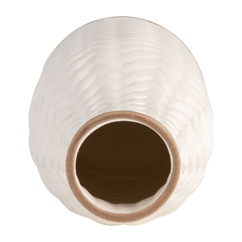 10 Chevron Vase, White