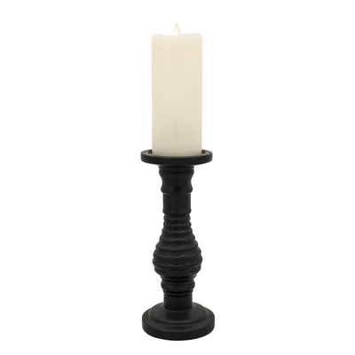 11 Textured Candle Holder, Black