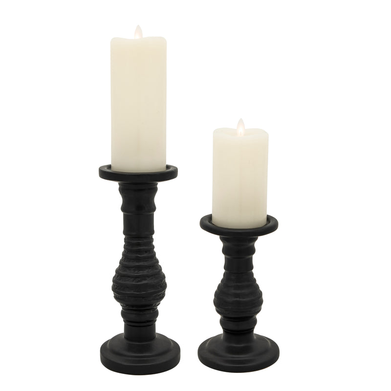 11 Textured Candle Holder, Black