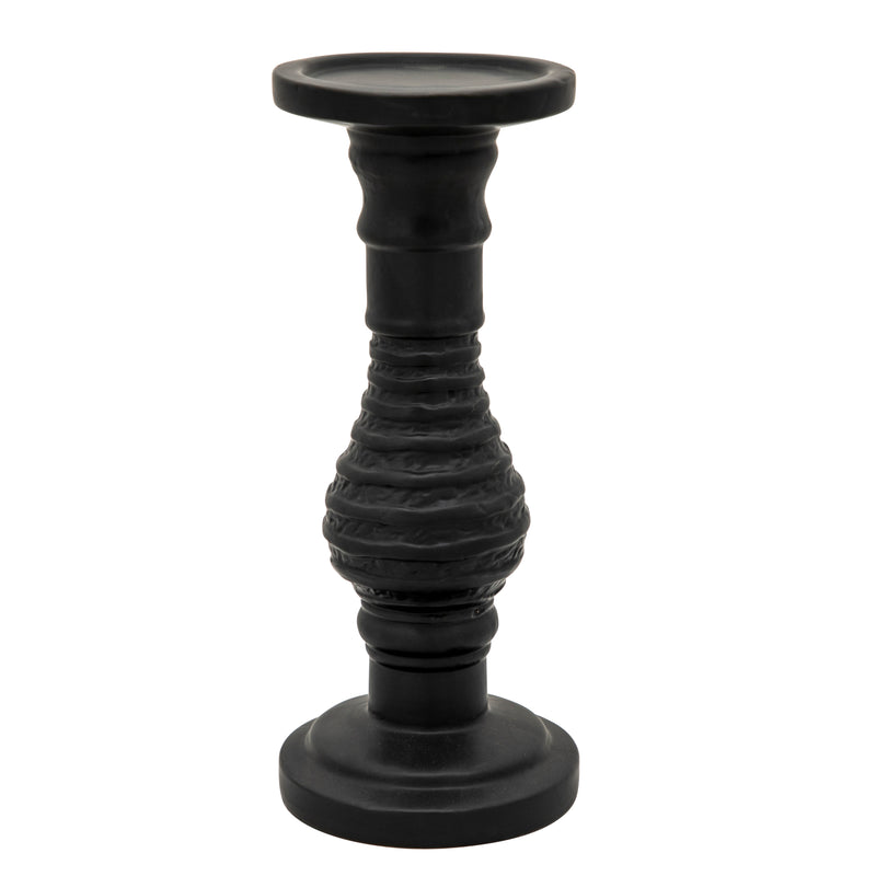 11 Textured Candle Holder, Black