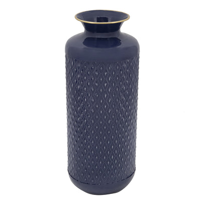 METAL 16H DIAMOND VASE, BLUE