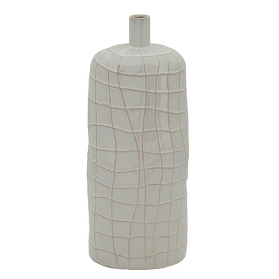 18H TEXTURED VASE, WHITE