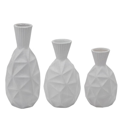 16H TEXTURED OLPE VASE, WHITE