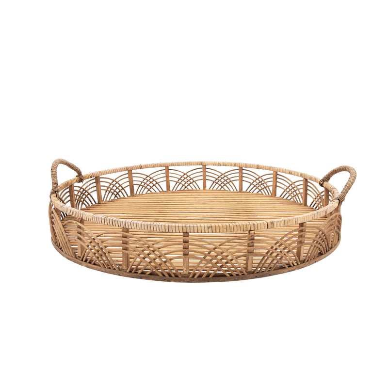 S/2 BAMBOO 24/30 ROUND TRAYS, NATURAL