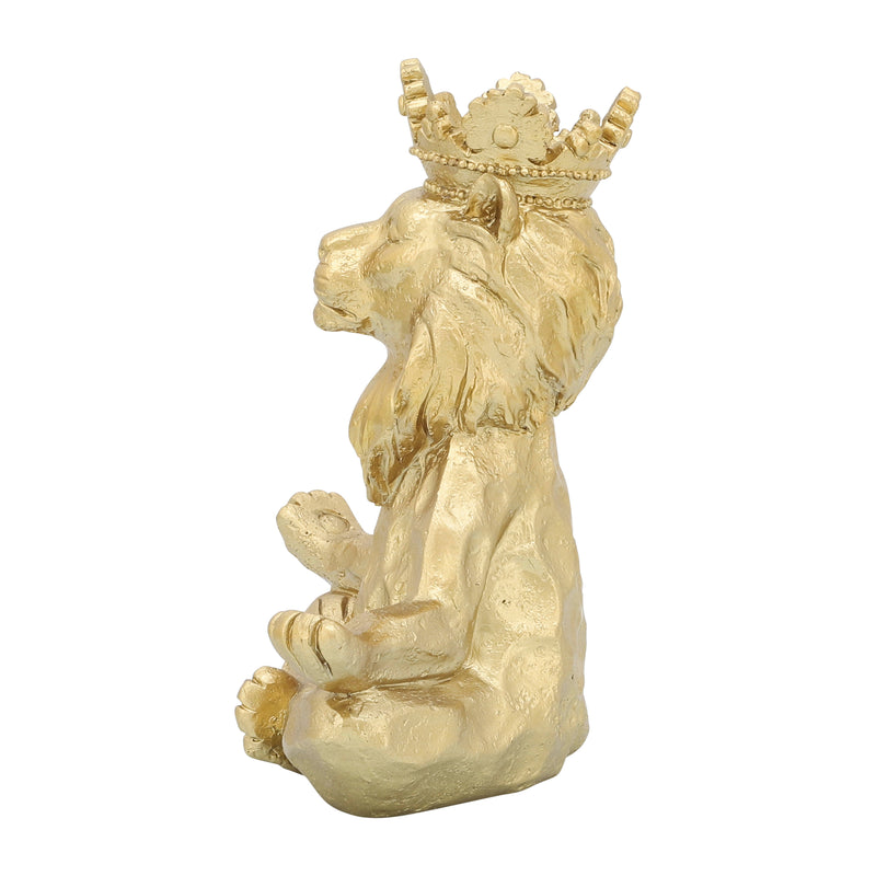 RESIN 7 YOGA LIONW/CROWN, GOLD