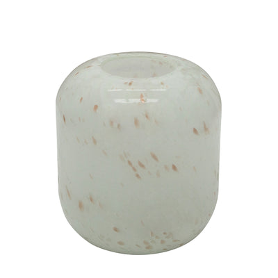 GLASS, 8H SPECKLED VASE, BEIGE