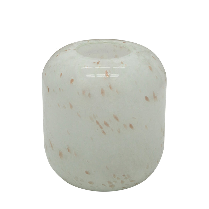 GLASS, 8H SPECKLED VASE, BEIGE