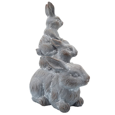 RESIN, 16H THREE BUNNIES DECO, GRAY