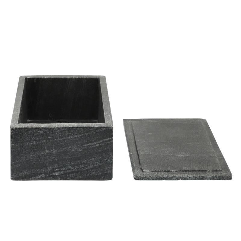 MARBLE 7X5 MARBLE BOX W/ BEE ACCENT, BLACK