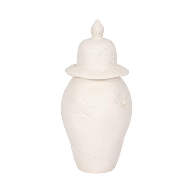 16x8 Cast Stone Finish Temple Jar, White