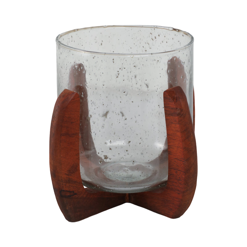 Glass, 8 Votive Holder W/ Base, Brown/clear