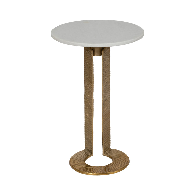 23grooved Base Accent Table Marbletop,white/go Kd