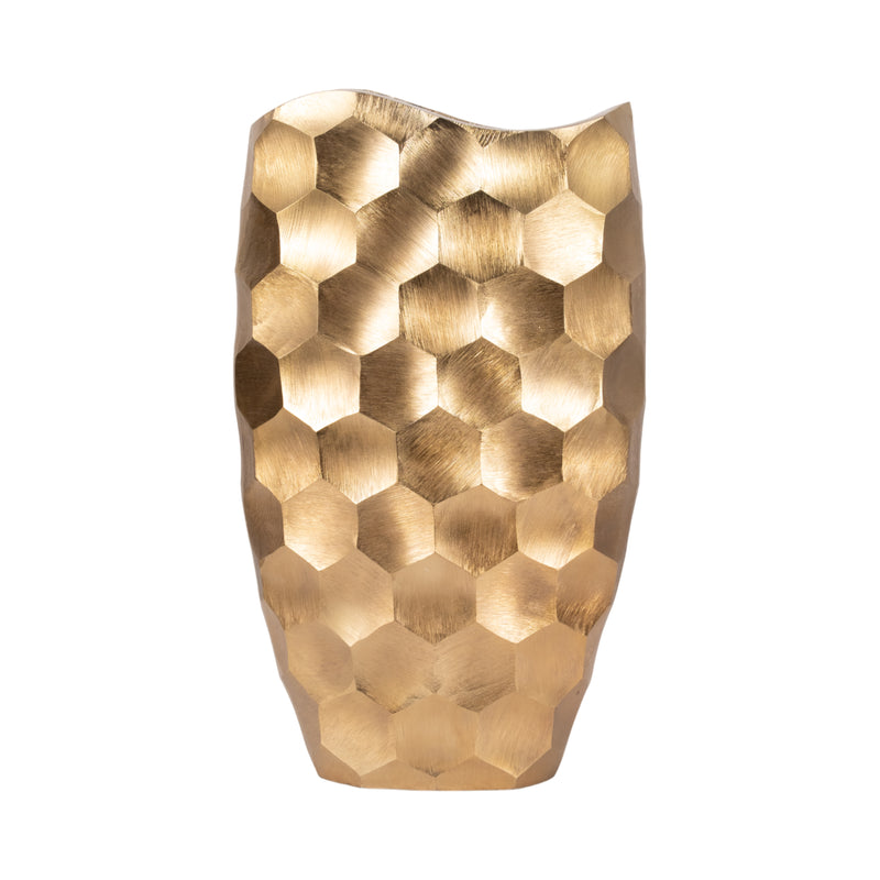 METAL, 24  HONEYCOMB VASE, GOLD