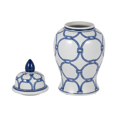 CER, 14 LINKS TEMPLE JAR, BLUE/WHITE