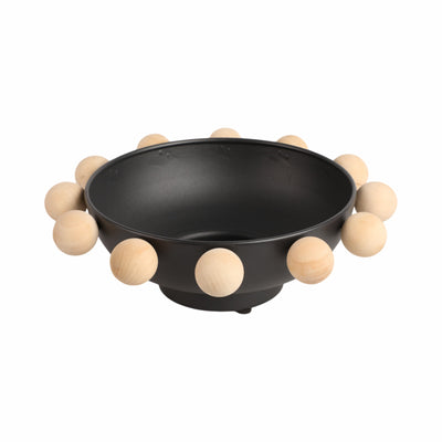 13 Bowl With Large Wooden Knobs, Black