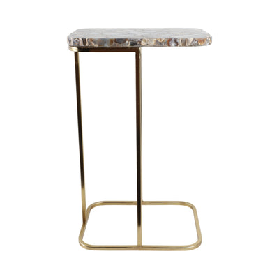 24x15 Agate Top C-table, Black/gold