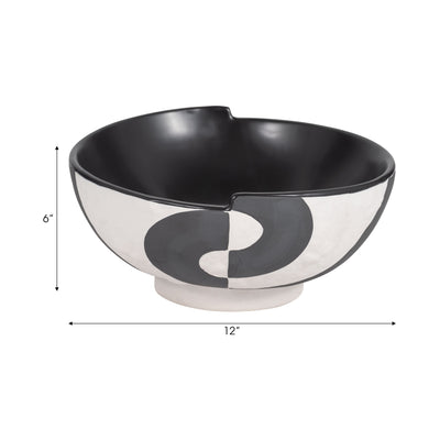 12 Contemporary Deep Bowl, Black/white