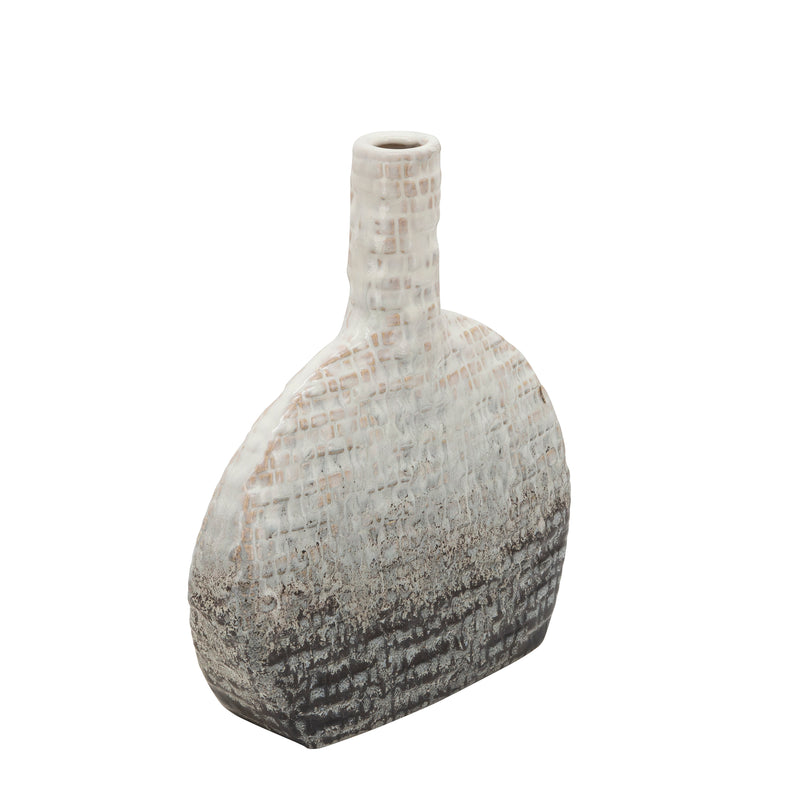 10H TEXTURED OVAL 2-TONE VASE, BEIGE