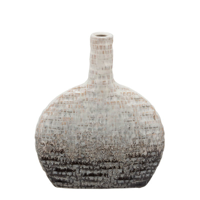 10H TEXTURED OVAL 2-TONE VASE, BEIGE