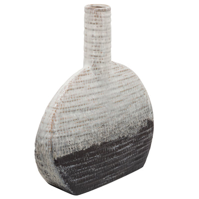 14H TEXTURED OVAL 2-TONE VASE, BEIGE